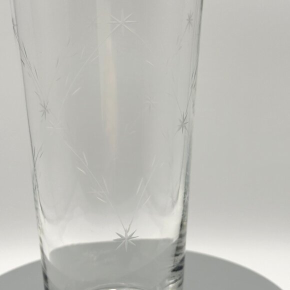 Vintage Mid Century Modern Etched Glass Cocktail Shaker Chrome Lid 10.5” MCM - Picture 3 of 16